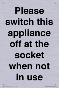 Please switch this appliance off at the socket when not in use